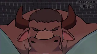 Bull giving a blowjob anent a serpent